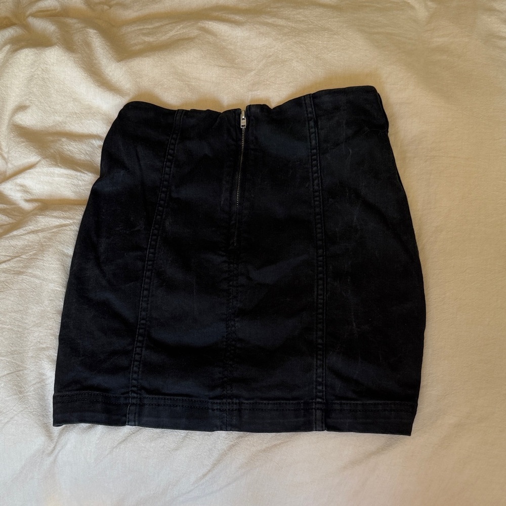 Free People Black Denim Mini Skirt - Picture 2 of 3